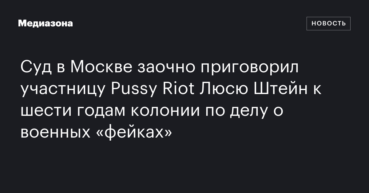 Суд в Москве заочно приговорил участницу Pussy Riot Люсю Штейн к шести