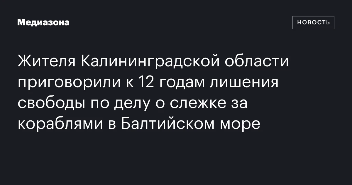 Жителя Калининградской области приговорили к 12 годам лишения свободы по делу о слежке за кораблями в Балтийском море
