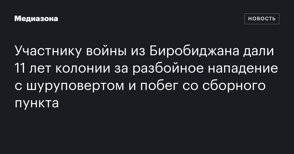 Участнику войны из Биробиджана дали 11 лет колонии за разбойное нападение с шуруповертом и побег со сборного пункта