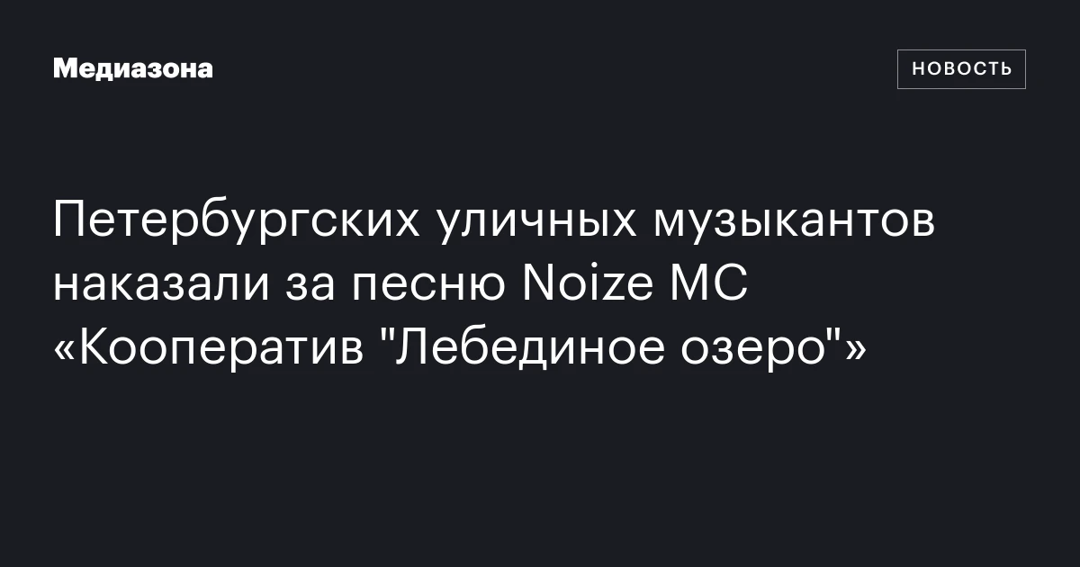Петербургских уличных музыкантов наказали за песню Noize MC «Кооператив "Лебединое озеро"»