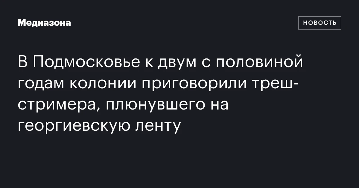 В Подмосковье к двум с половиной годам колонии приговорили треш‑стримера, плюнувшего на георгиевскую ленту
