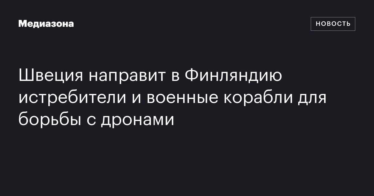 Швеция направит в Финляндию истребители и военные корабли для борьбы с дронами