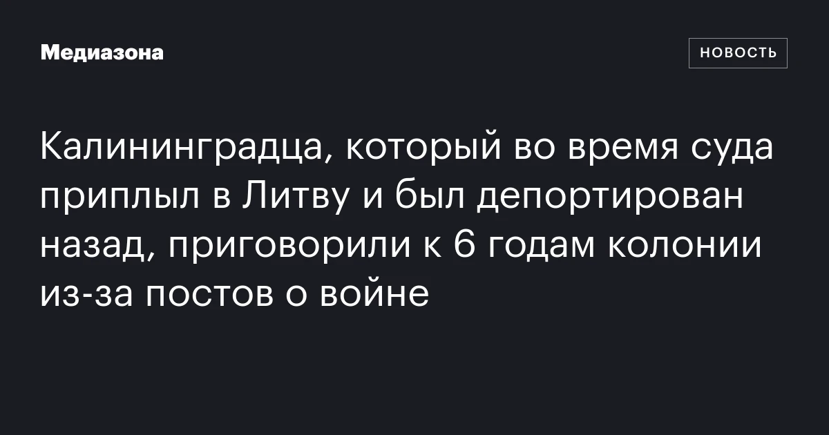 Калининградца, который во время суда приплыл в Литву и был депортирован назад, приговорили к 6 годам колонии из‑за постов о войне