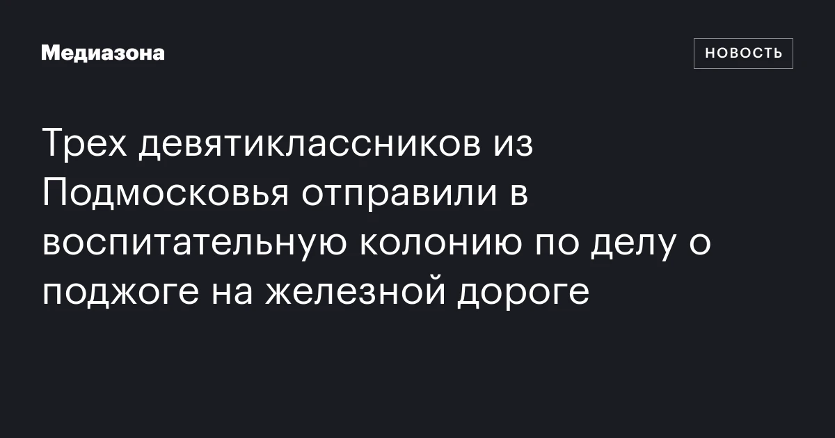 Трех девятиклассников из Подмосковья отправили в воспитательную колонию по делу о поджоге на железной дороге