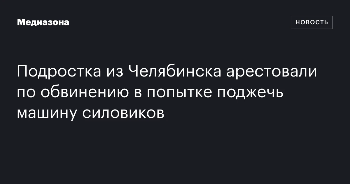 Подростка из Челябинска арестовали по обвинению в попытке поджечь машину силовиков