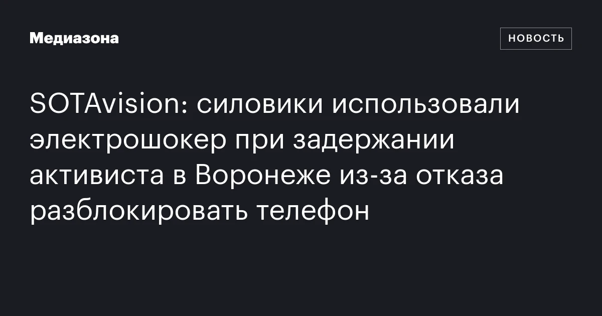 SOTAvision: силовики использовали электрошокер при задержании активиста в Воронеже из‑за отказа разблокировать телефон