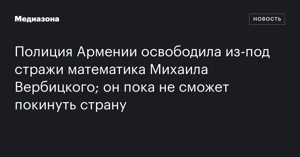 Полиция Армении освободила из‑под стражи математика Михаила Вербицкого; он пока не сможет покинуть страну