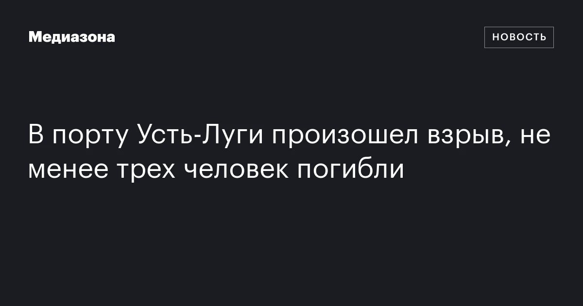 В порту Усть‑Луги произошел взрыв, не менее трех человек погибли
