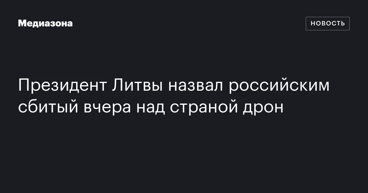Президент Литвы назвал российским сбитый вчера над страной дрон