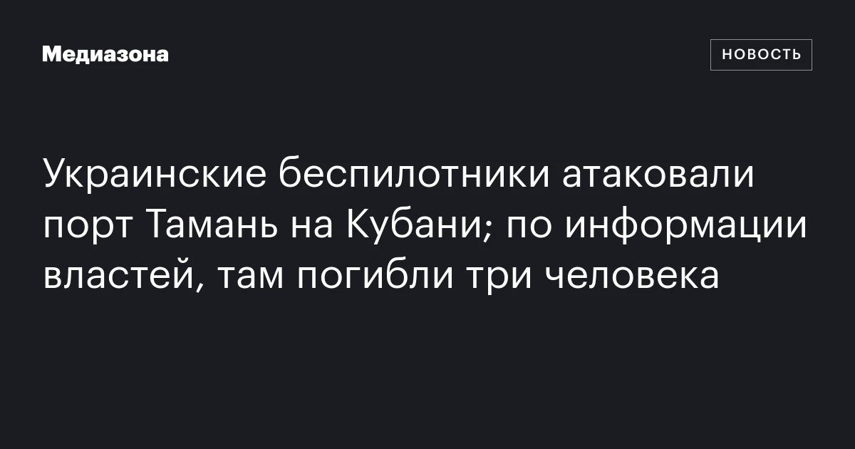 Украинские беспилотники атаковали порт Тамань на Кубани; по информации властей, там погибли три человека