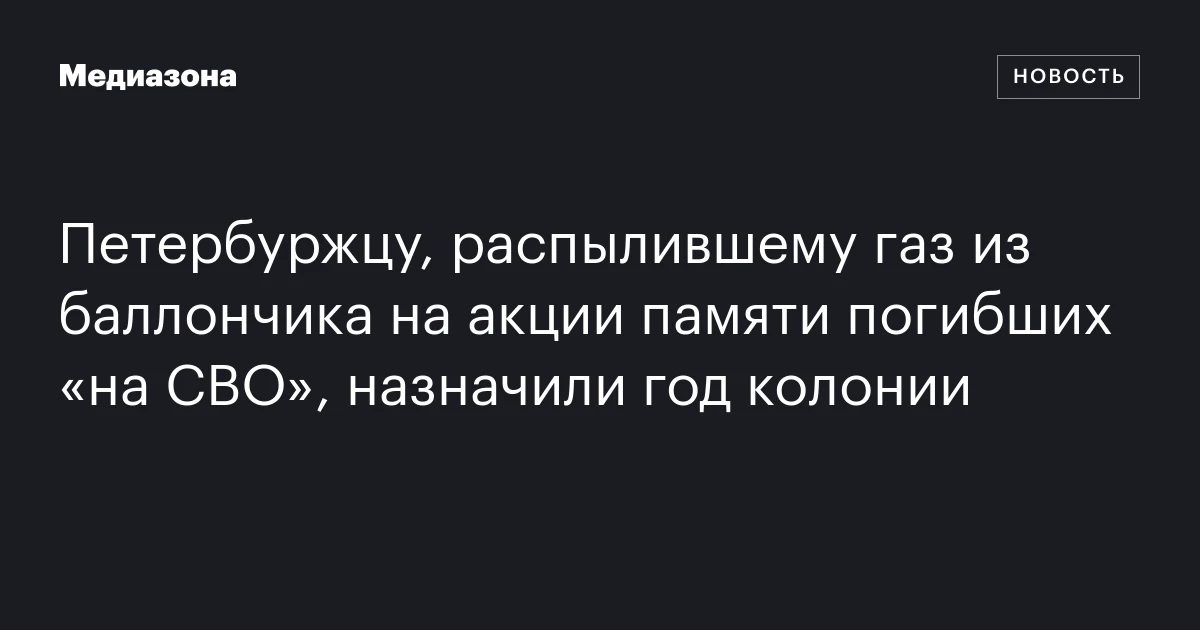 Петербуржцу, распылившему газ из баллончика на акции памяти погибших «на СВО», назначили год колонии
