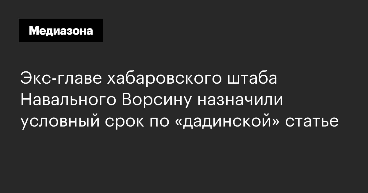 Экс‑главе хабаровского штаба навального ворсину назначили условный срок по «дадинской» статье