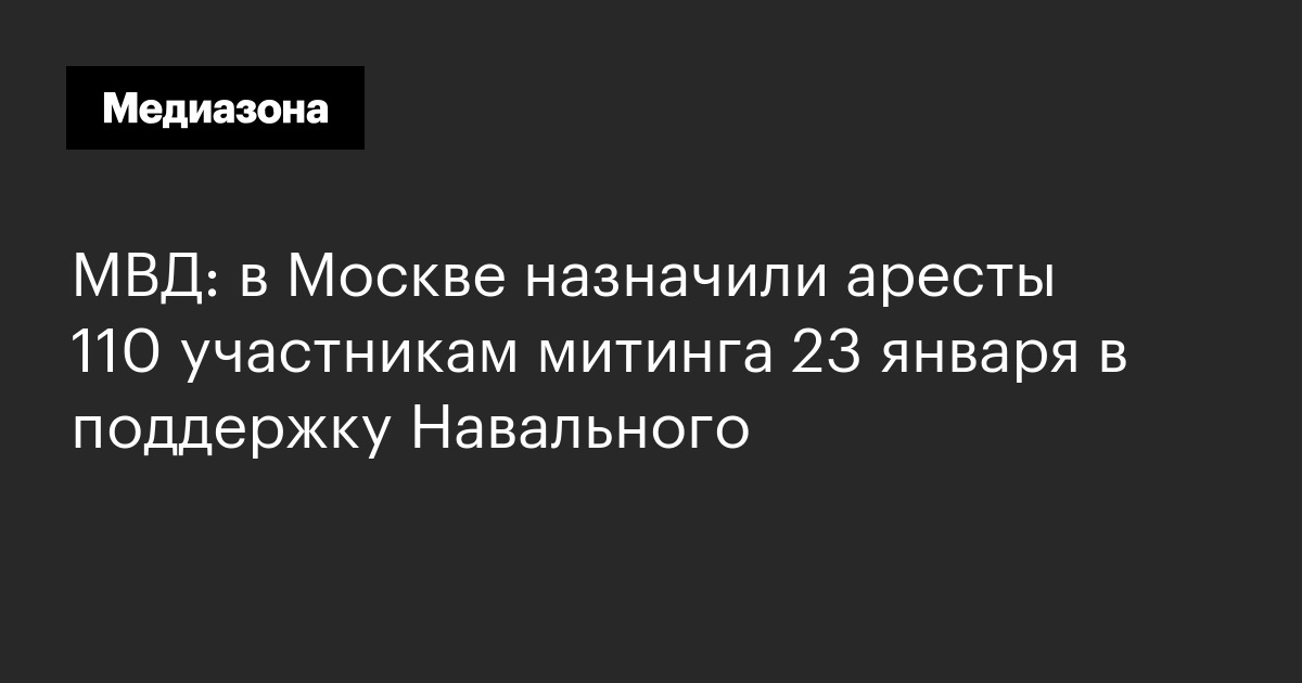 Мвд: в москве назначили аресты 110 участникам митинга 23 января в поддержку навального