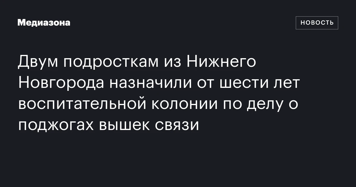 Двум подросткам из Нижнего Новгорода назначили от шести лет воспитательной колонии по делу о поджогах вышек связи