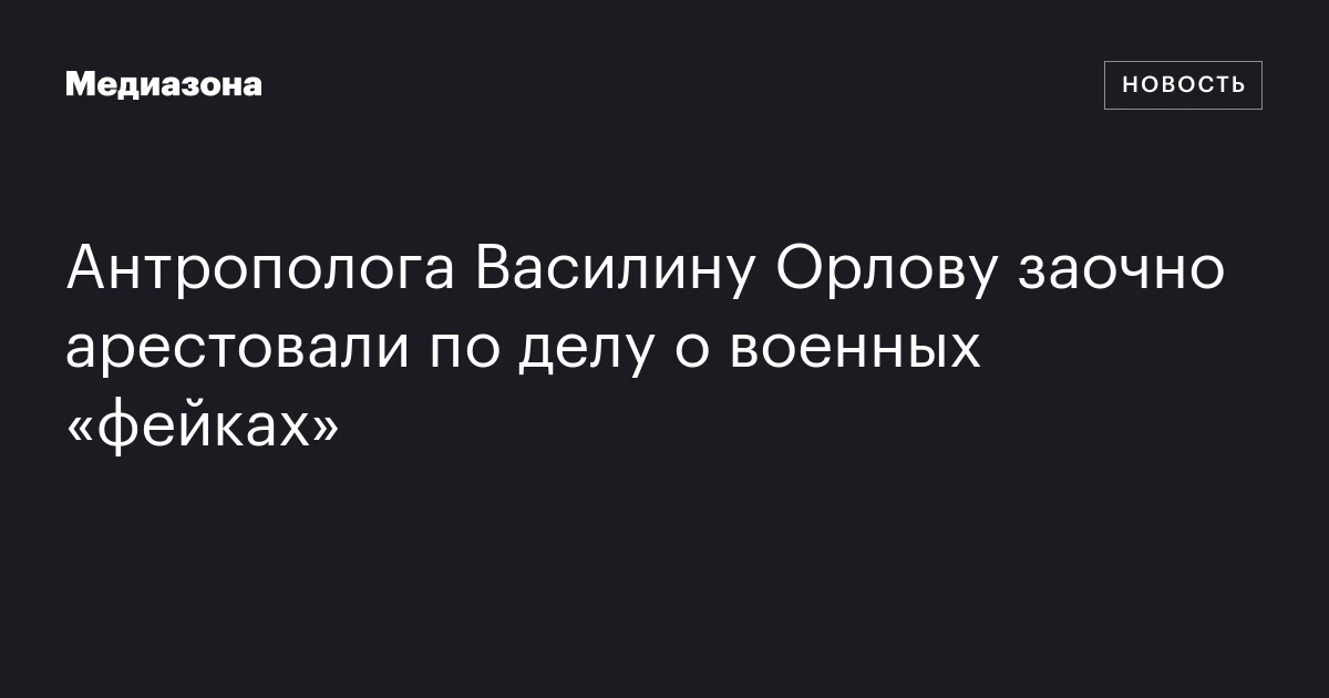 Антрополога Василину Орлову заочно арестовали по делу о военных «фейках»