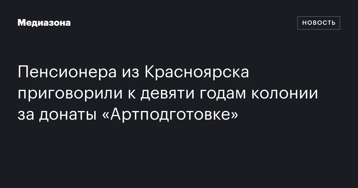 Пенсионера из Красноярска приговорили к девяти годам колонии за донаты «Артподготовке»