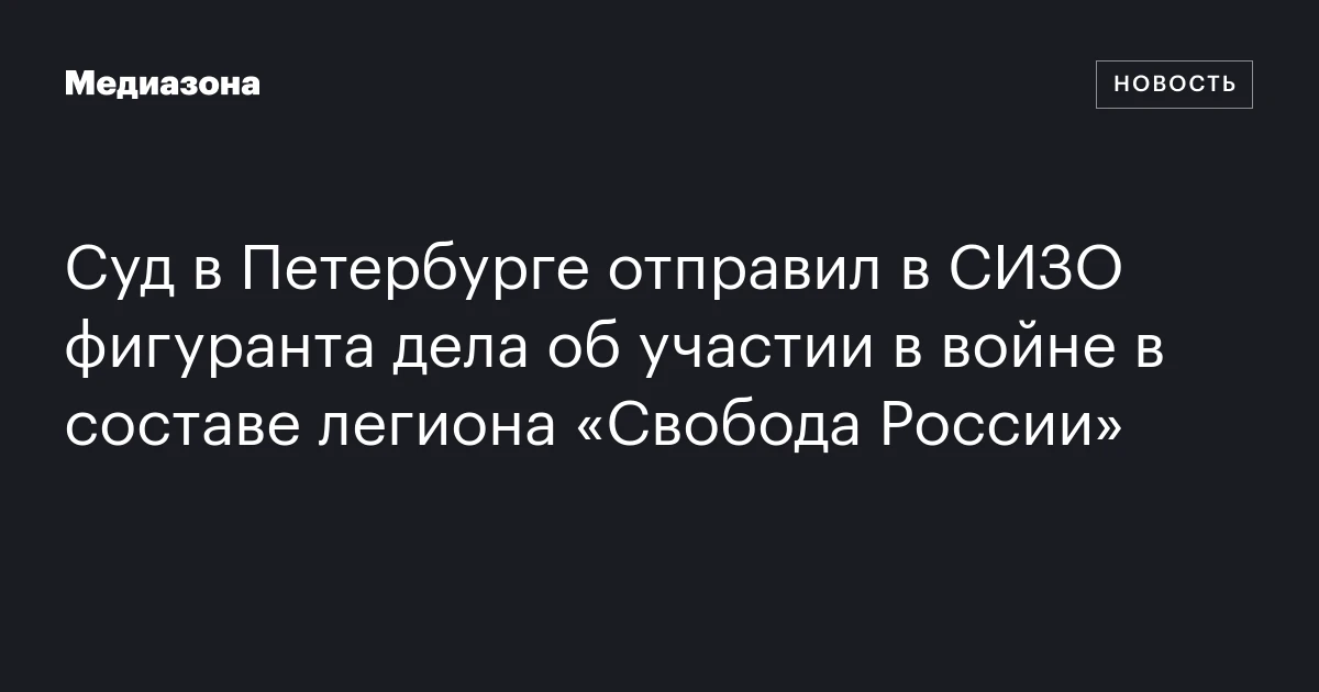 Суд в Петербурге отправил в СИЗО фигуранта дела об участии в войне в составе легиона «Свобода России»