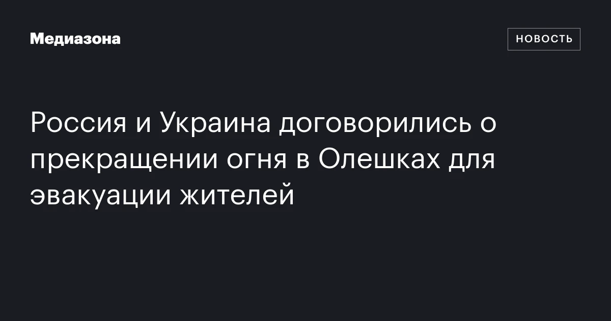 Россия и Украина договорились о прекращении огня в Олешках для эвакуации жителей