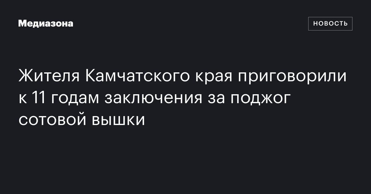 Жителя Камчатского края приговорили к 11 годам заключения за поджог сотовой вышки