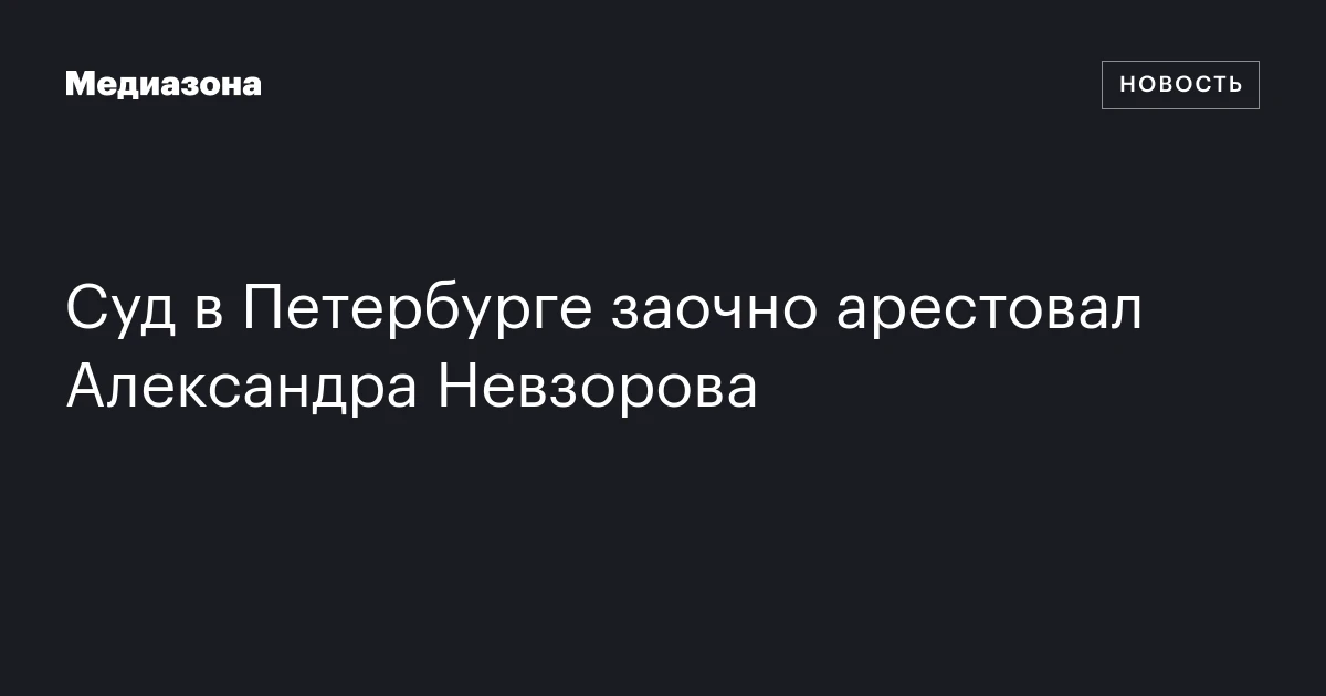 Суд в Петербурге заочно арестовал Александра Невзорова