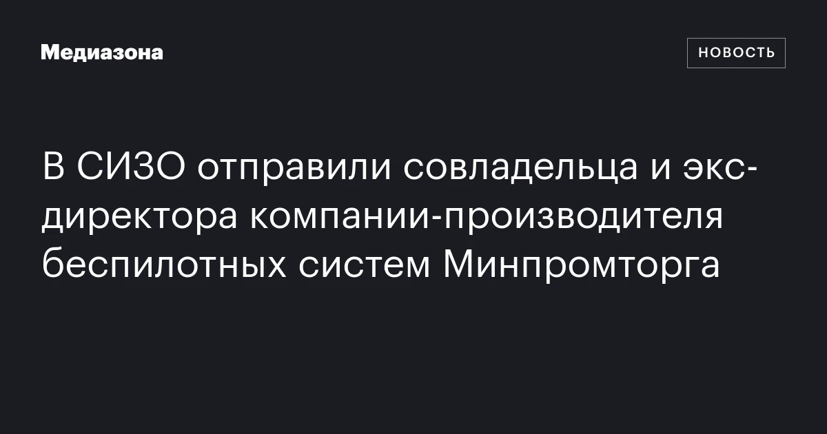 В СИЗО отправили совладельца и экс‑директора компании‑производителя беспилотных систем Минпромторга