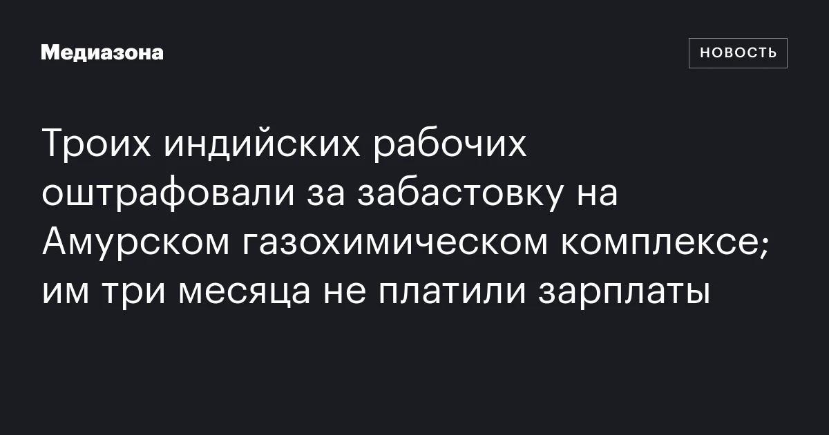 Троих индийских рабочих оштрафовали за забастовку на Амурском газохимическом комплексе; им три месяца не платили зарплаты