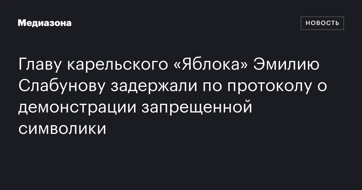 Главу карельского «Яблока» Эмилию Слабунову задержали по протоколу о демонстрации запрещенной символики