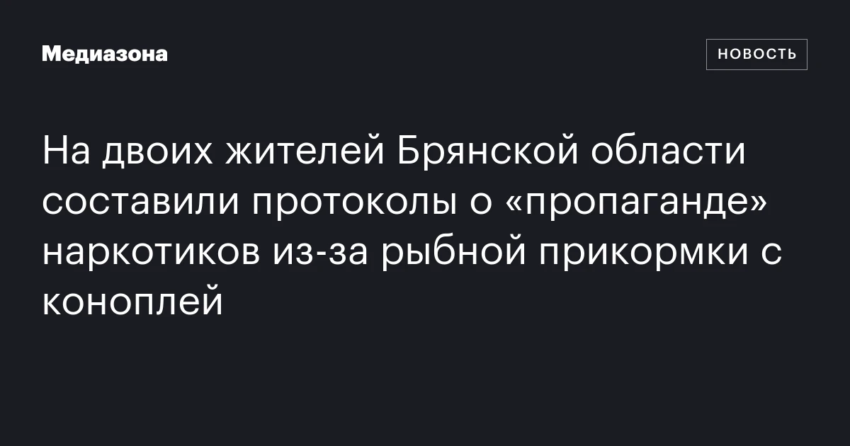 На двоих жителей Брянской области составили протоколы о «пропаганде» наркотиков из‑за рыбной прикормки с коноплей