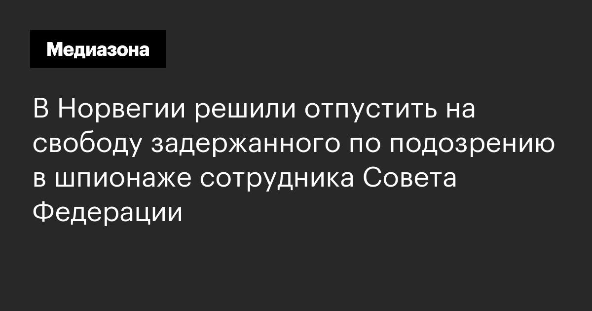 В Норвегии решили отпустить на свободу задержанного по подозрению в шпионаже сотрудника Совета Федерации