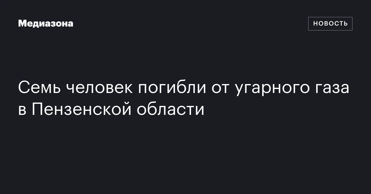 Семь человек погибли от угарного газа в Пензенской области