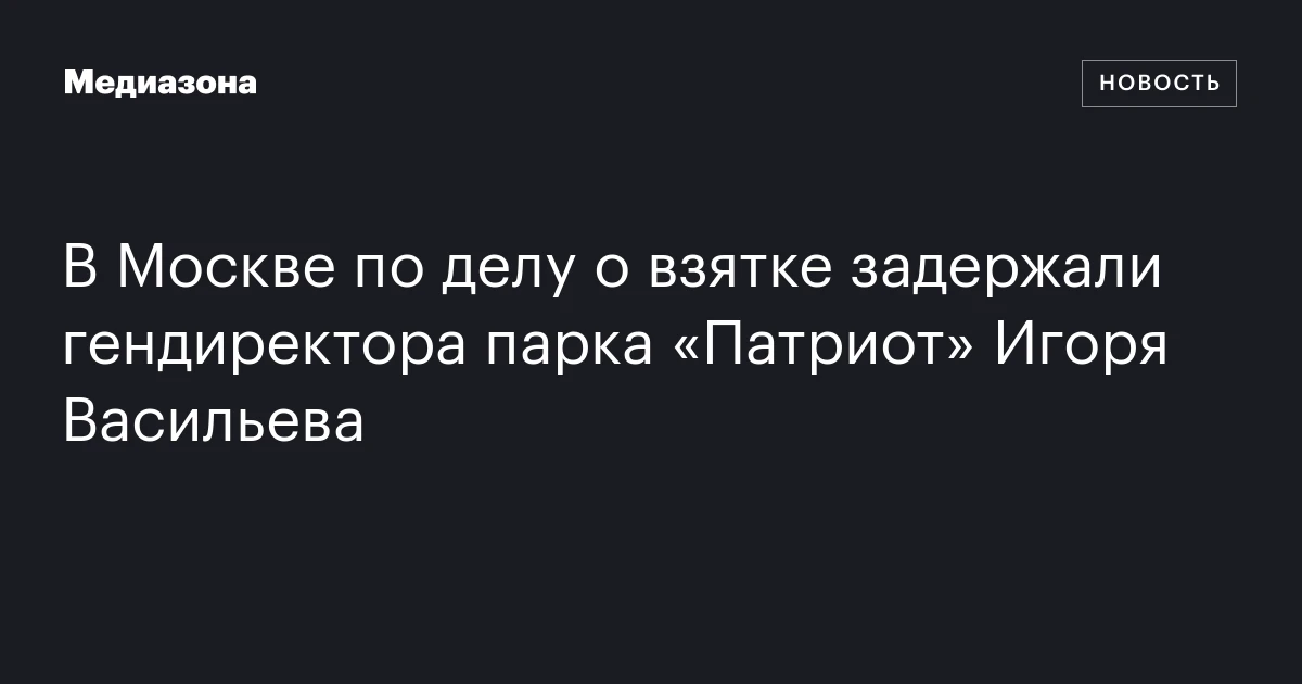 В Москве по делу о взятке задержали гендиректора парка «Патриот» Игоря Васильева