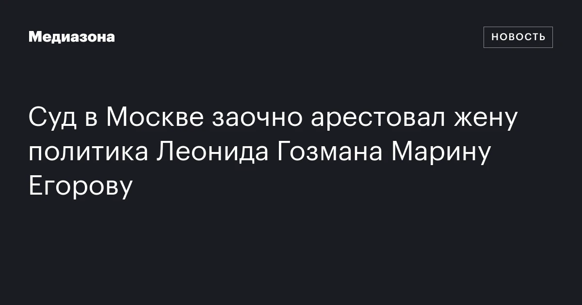 Суд в Москве заочно арестовал жену политика Леонида Гозмана Марину Егорову