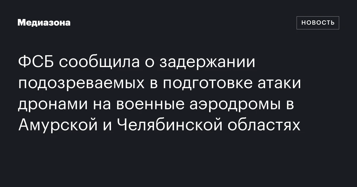 ФСБ сообщила о задержании подозреваемых в подготовке атаки дронами на военные аэродромы в Амурской и Челябинской областях