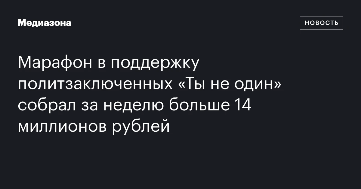 Марафон в поддержку политзаключенных «Ты не один» собрал за неделю больше 14 миллионов рублей