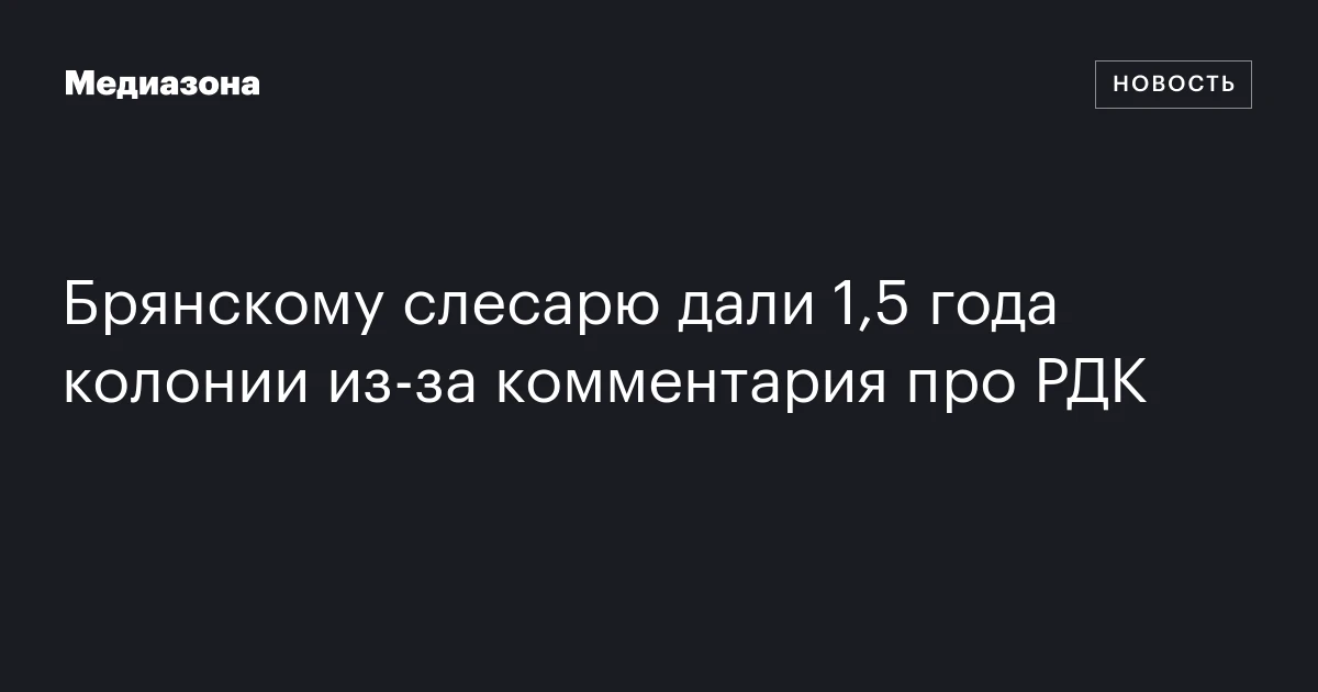 Брянскому слесарю дали 1,5 года колонии из‑за комментария про РДК