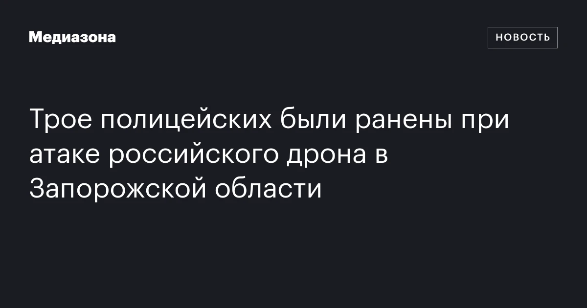 Трое полицейских были ранены при атаке российского дрона в Запорожской области