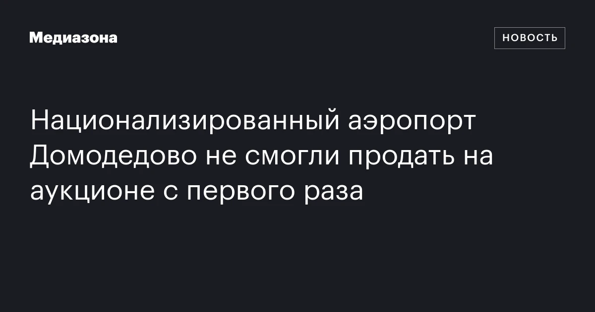 Национализированный аэропорт Домодедово не смогли продать на аукционе с первого раза