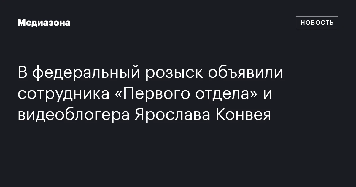 В федеральный розыск объявили сотрудника «Первого отдела» и видеоблогера Ярослава Конвея