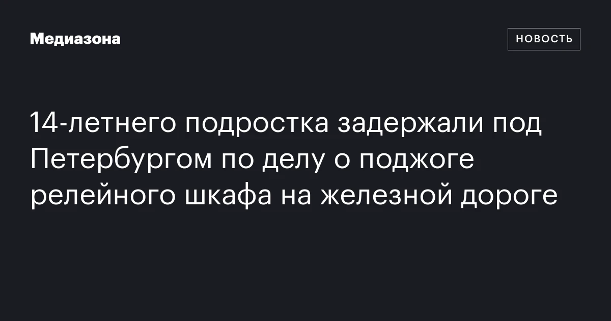 14‑летнего подростка задержали под Петербургом по делу о поджоге релейного шкафа на железной дороге