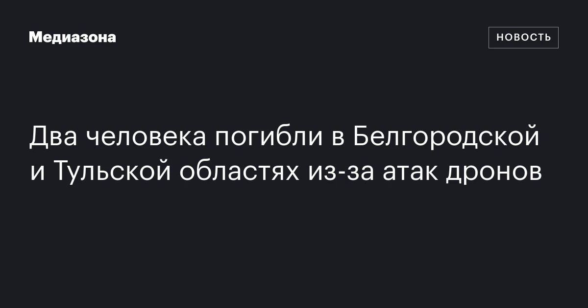 Два человека погибли в Белгородской и Тульской областях из‑за атак дронов