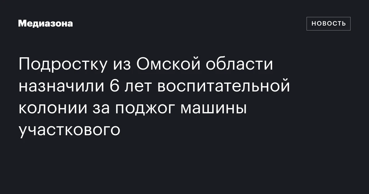 Подростку из Омской области назначили 6 лет воспитательной колонии за поджог машины участкового