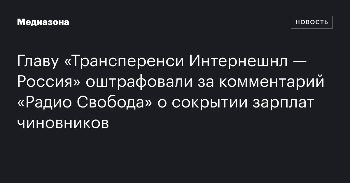 Главу «Трансперенси Интернешнл — Россия» оштрафовали за комментарий «Радио Свобода» о сокрытии зарплат чиновников