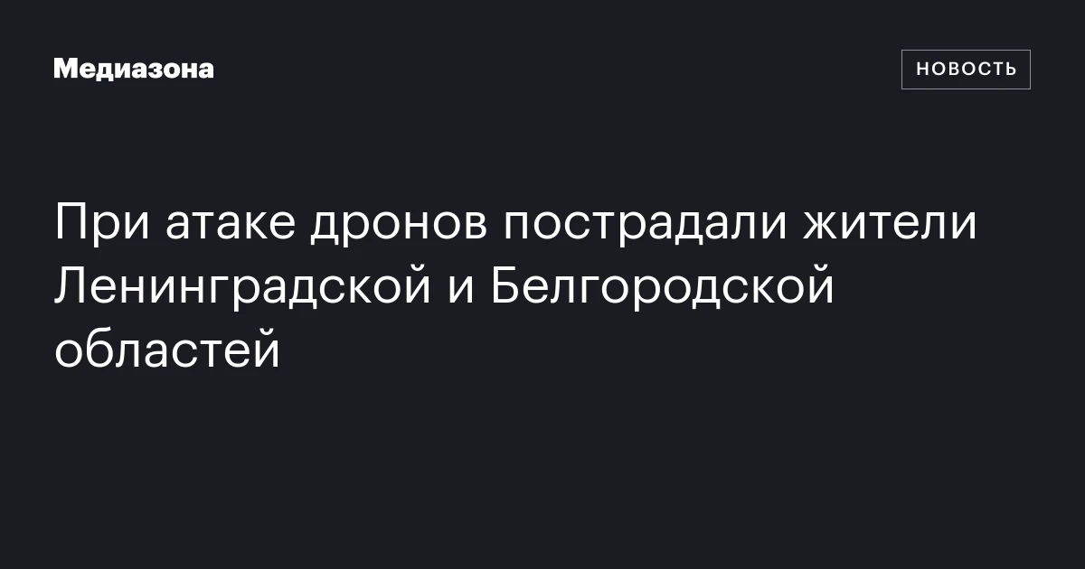 При атаке дронов пострадали жители Ленинградской и Белгородской областей
