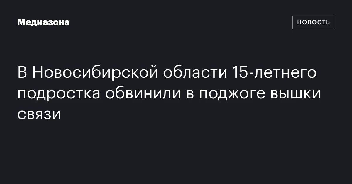 В Новосибирской области 15‑летнего подростка обвинили в поджоге вышки связи