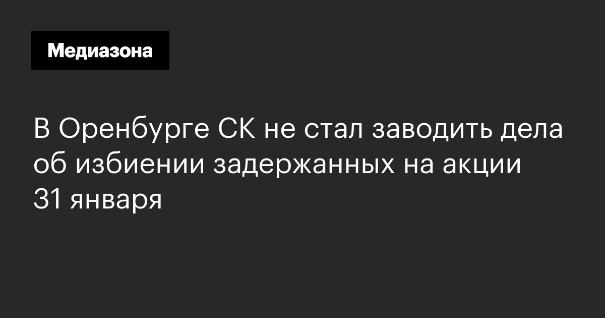 В Оренбурге СК не стал заводить дела об избиении задержанных на акции 31 января