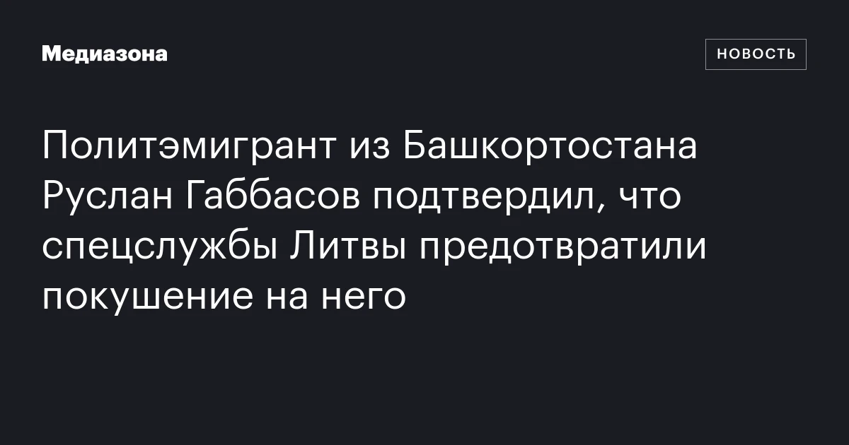 Политэмигрант из Башкортостана Руслан Габбасов подтвердил, что спецслужбы Литвы предотвратили покушение на него