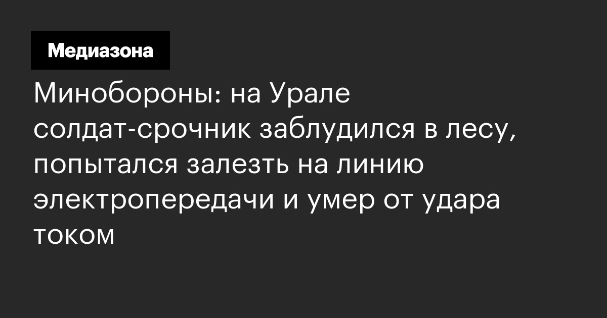 Минобороны: на урале солдат‑срочник заблудился в лесу, попытался залезть на линию электропередачи и умер от удара током