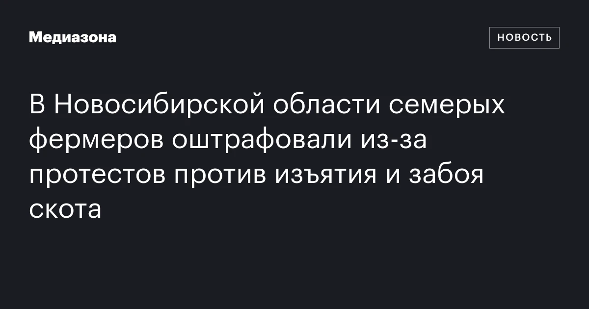 В Новосибирской области семерых фермеров оштрафовали из-за протестов против изъятия и забоя скота