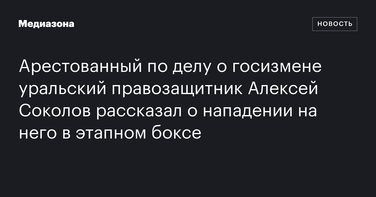Арестованный по делу о госизмене уральский правозащитник Алексей Соколов рассказал о нападении на него в этапном боксе