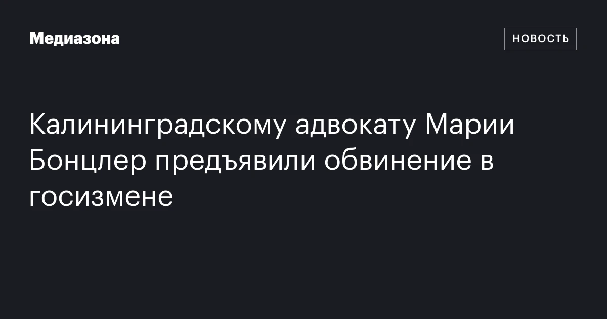 Калининградскому адвокату Марии Бонцлер предъявили обвинение в госизмене